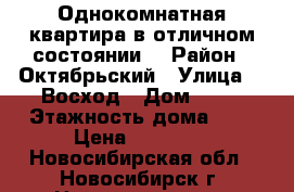 Однокомнатная квартира в отличном состоянии. › Район ­ Октябрьский › Улица ­  Восход › Дом ­ 18 › Этажность дома ­ 5 › Цена ­ 11 500 - Новосибирская обл., Новосибирск г. Недвижимость » Квартиры аренда   . Новосибирская обл.,Новосибирск г.